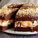 Tort Novogodniy snikers 150x150 Торт бутерброд с креветками и копченой семгой