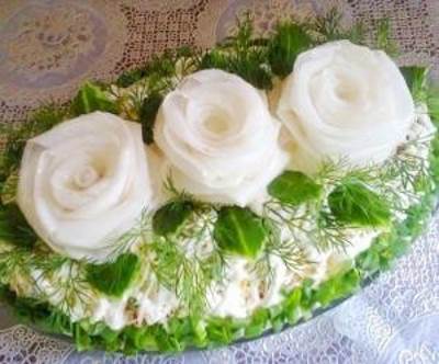 Salat    Belyie rozyi    Салат “Белые розы”